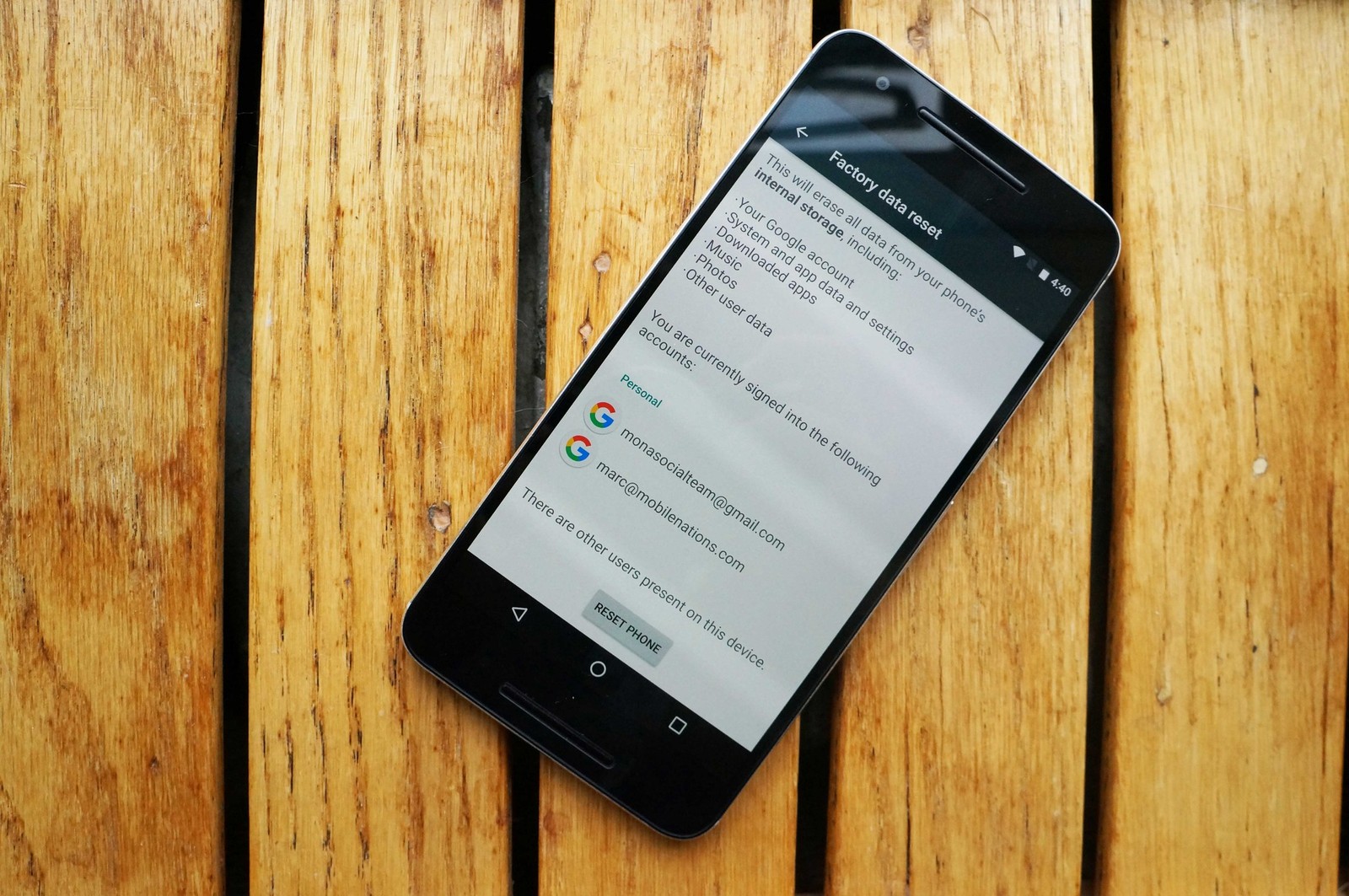 factory reset android phone