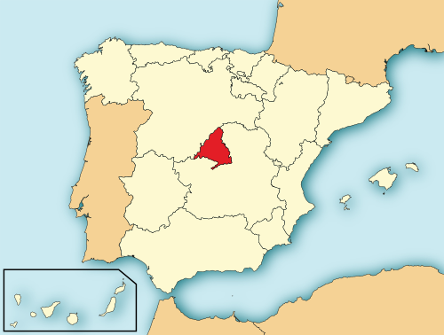 Location of Madrid in Spain