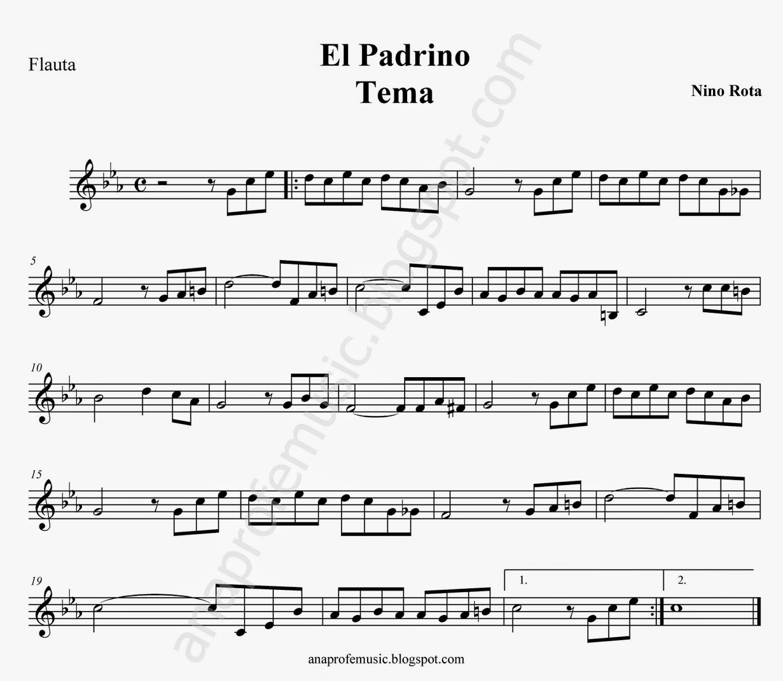 AnaProfeMusic Partitura banda sonora El Padrino Godfather sheet music