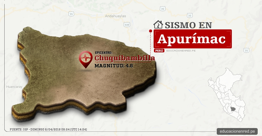 Temblor en Apurímac de magnitud 4.6 (Hoy Domingo 8 Abril 2018) Sismo EPICENTRO Chuquibambilla - Chuqipampilla - Grau - IGP - www.igp.gob.pe Temblor en Apurímac de magnitud 4.6 (Hoy Domingo 8 Abril 2018) Sismo EPICENTRO Chuquibambilla - Chuqipampilla - Grau - IGP - www.igp.gob.pe