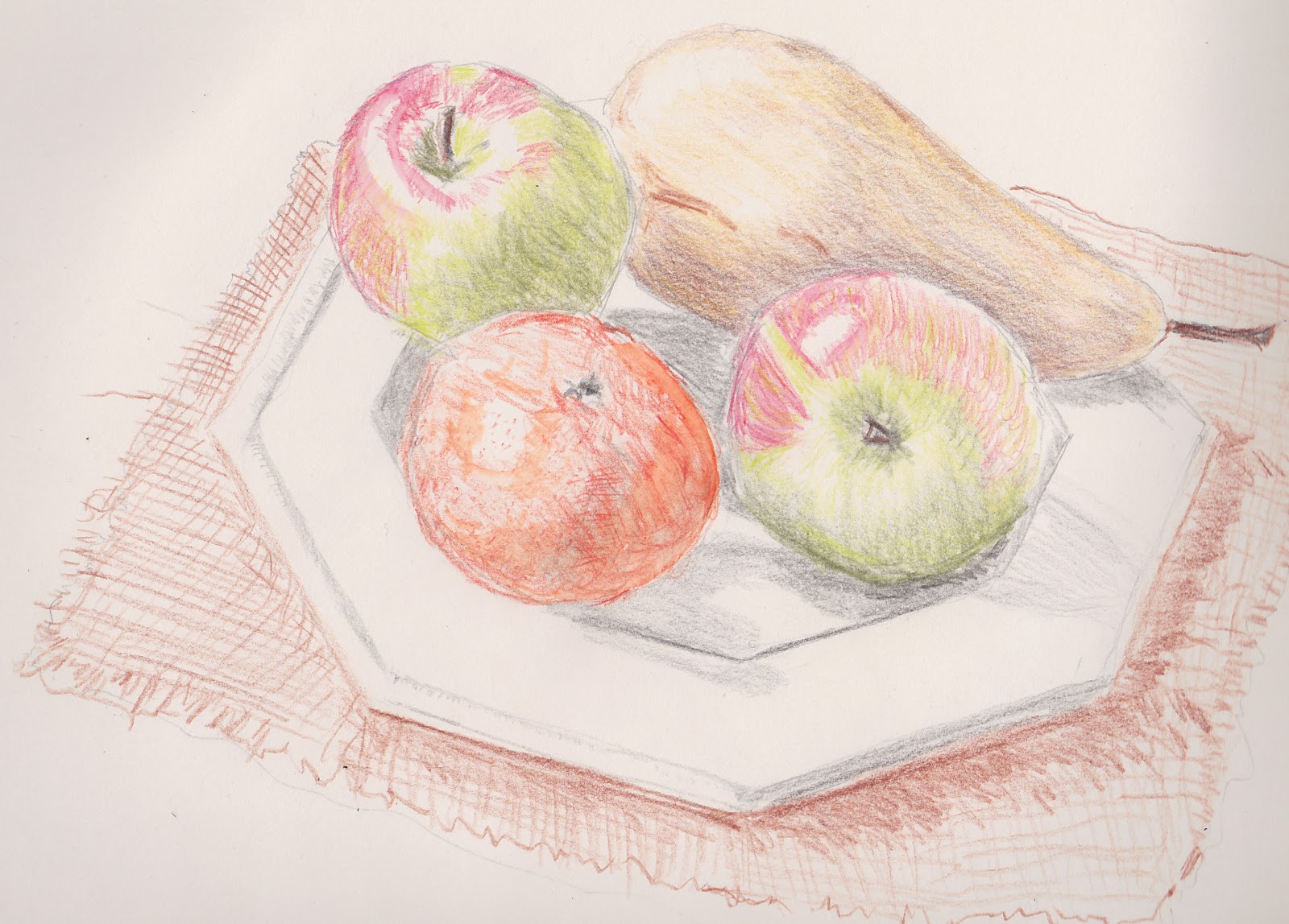 Learning to draw Fruit group in colour