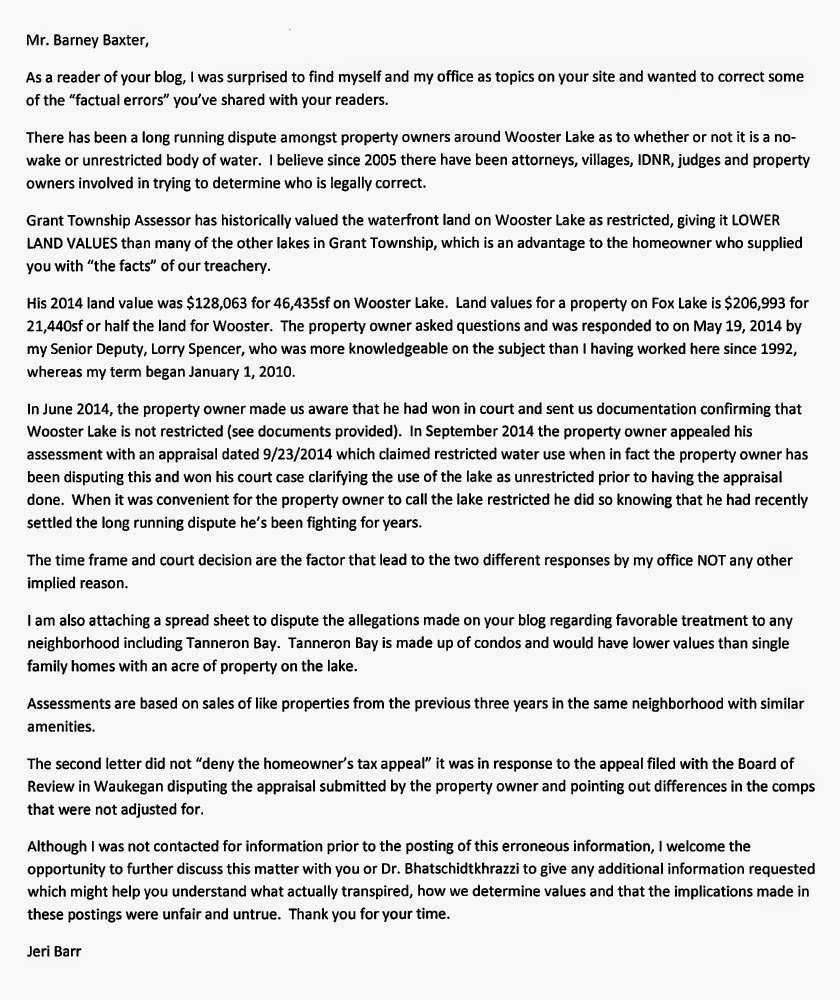 Lake County Eye A Letter from the Grant Township Assessor