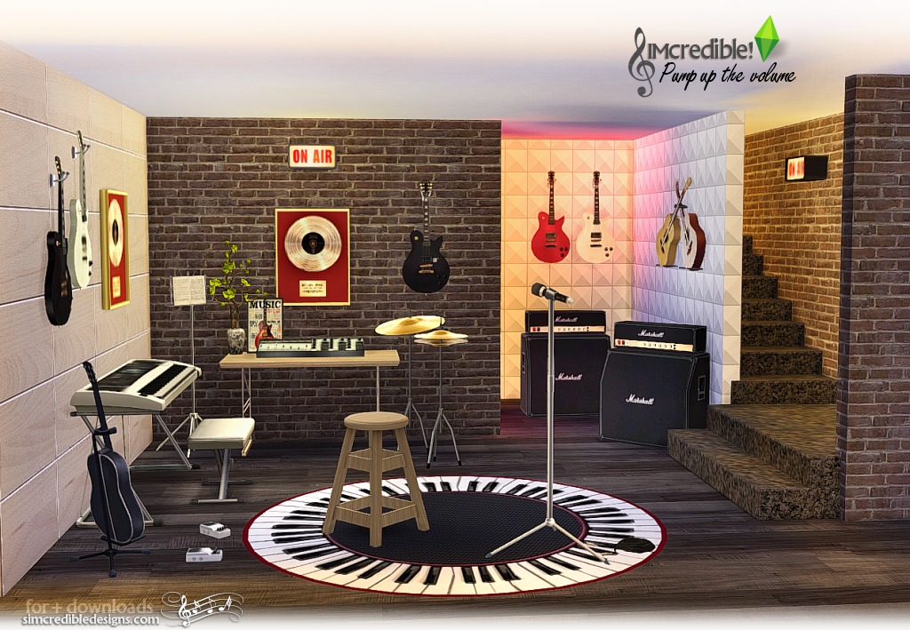 Sims 4 CC's The Best Pump Up The Volume Music Room Set by SIMcredible!