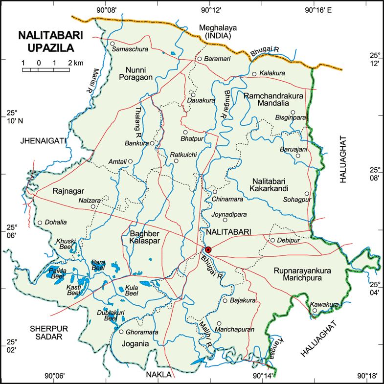 Nalitabari Upazila Map Sherpur District Bangladesh