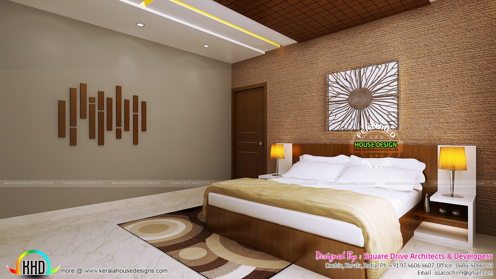 False Ceiling Bedroom And Dining Interiors Kerala Home Design