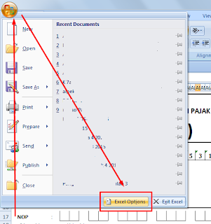 menu excel options