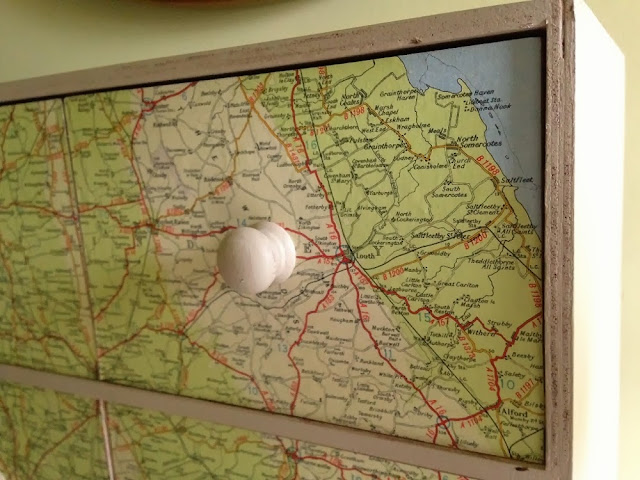 ikea moppe chest hack decorated with vintage map