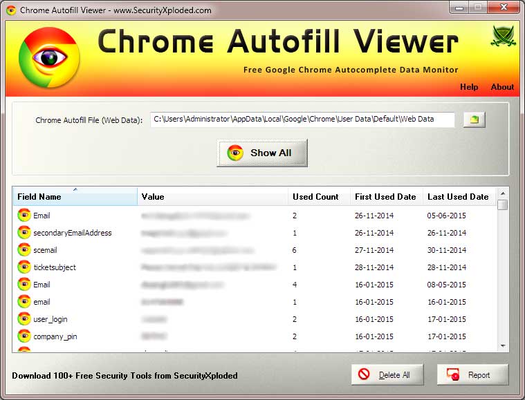 Chrome viewer. Autofill.