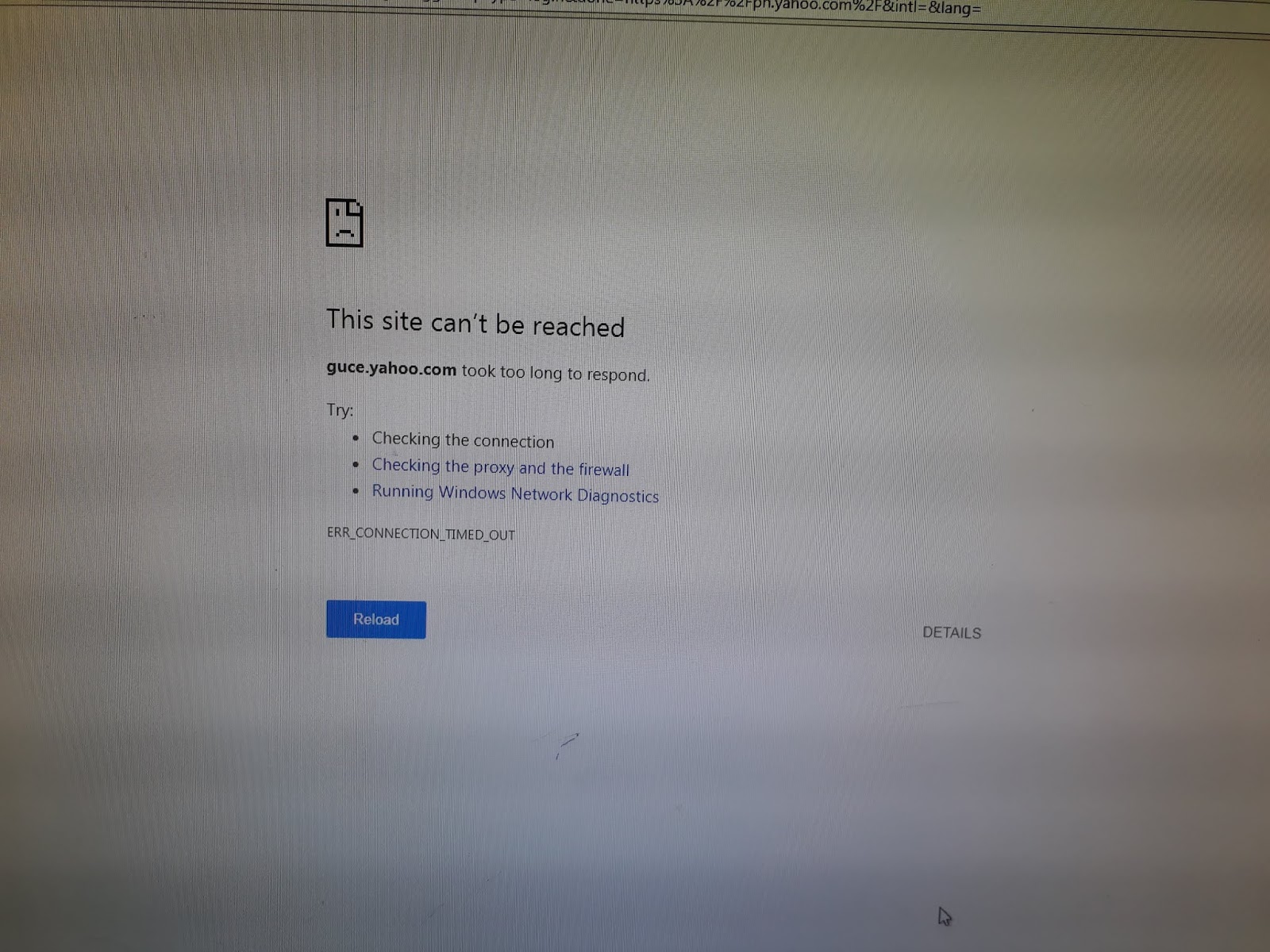 cant access yahoo mail website