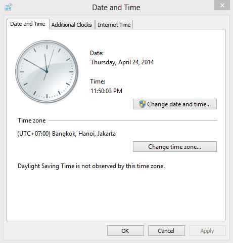 Cách thay đổi ngày giờ trên Windows 8/8.1