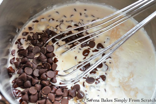 Chocolate Rum Truffle recipe to make mix heavy cream, salt, and corn syrup from Serena Bakes Simply From Scratch.