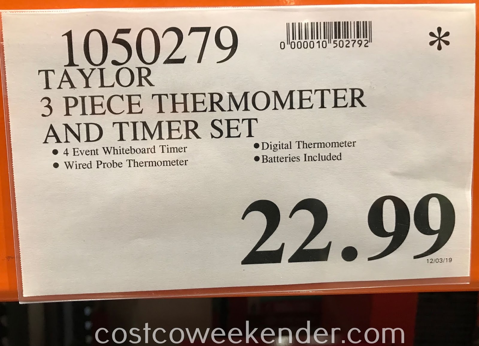 Taylor 3piece Thermometer and Timer Set Costco Weekender