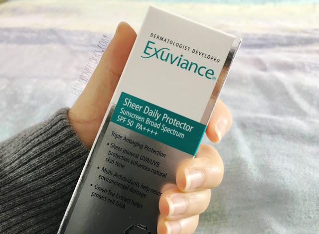 Exuviance Sheer Daily Sunscreen Review The weather is finally warming up, and it's becoming even more important to protect your skin against the sun! In light of this, I'll be reviewing my new favorite sunscreen: Exuviance's sheer daily protector!