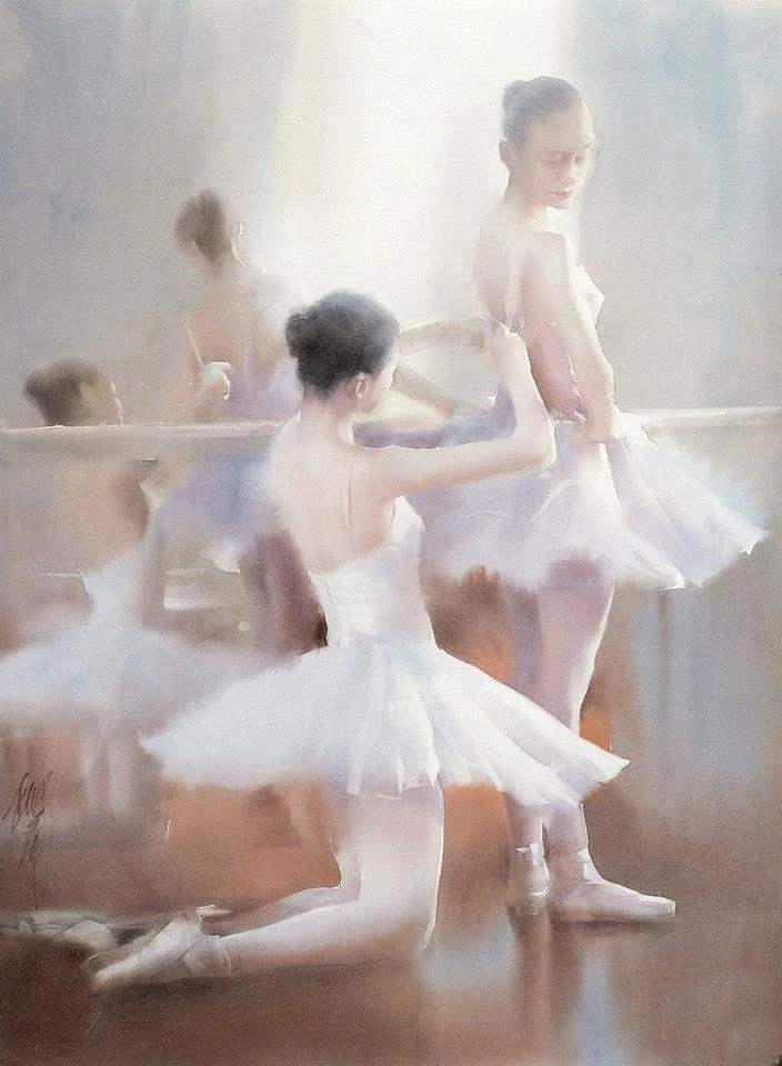 Liu Yi 1958 | Chinese Figurative Watercolour painter | The Ballet dancer