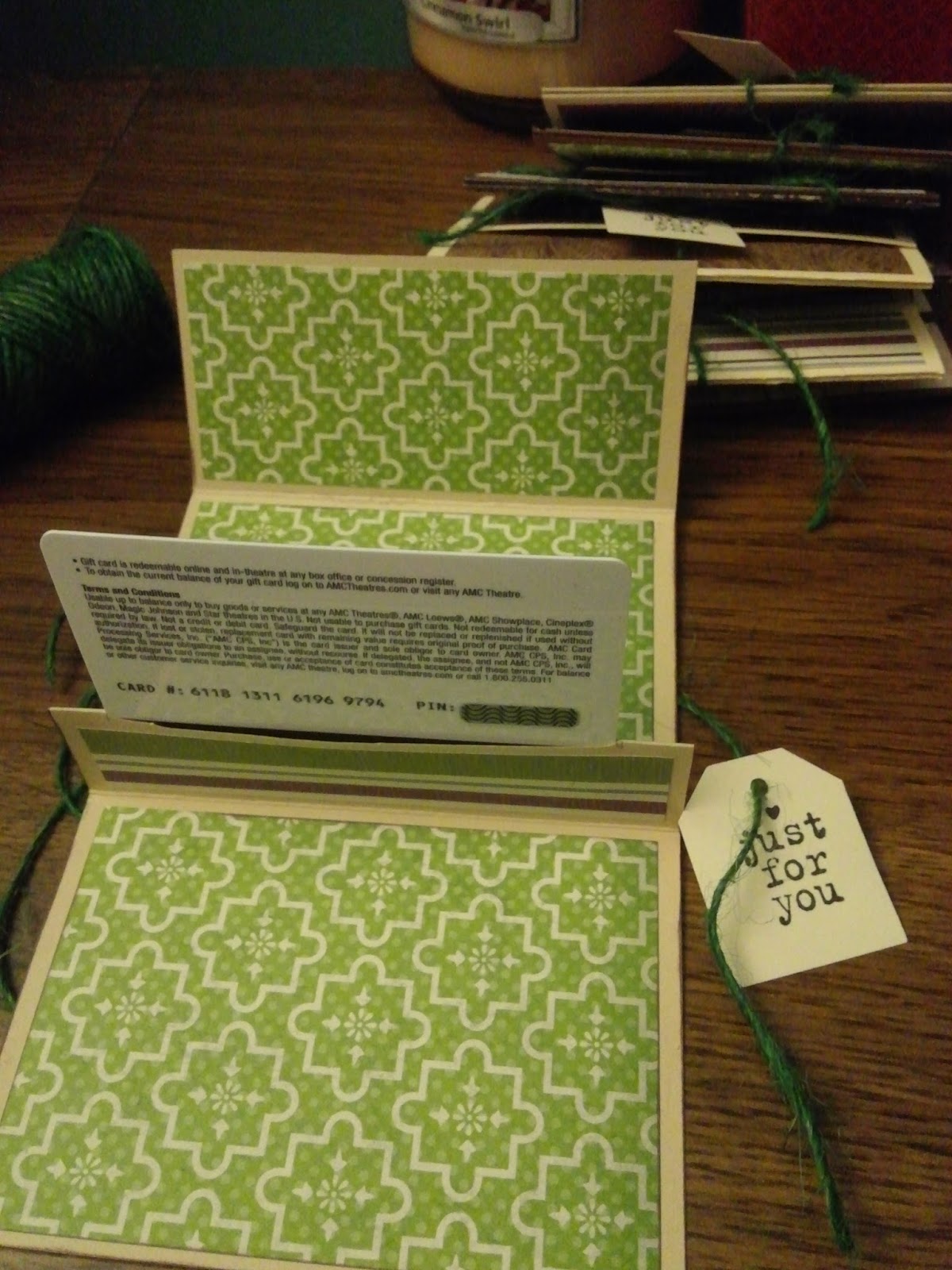 Sheryl's Crafting Corner Gift card pop up holder