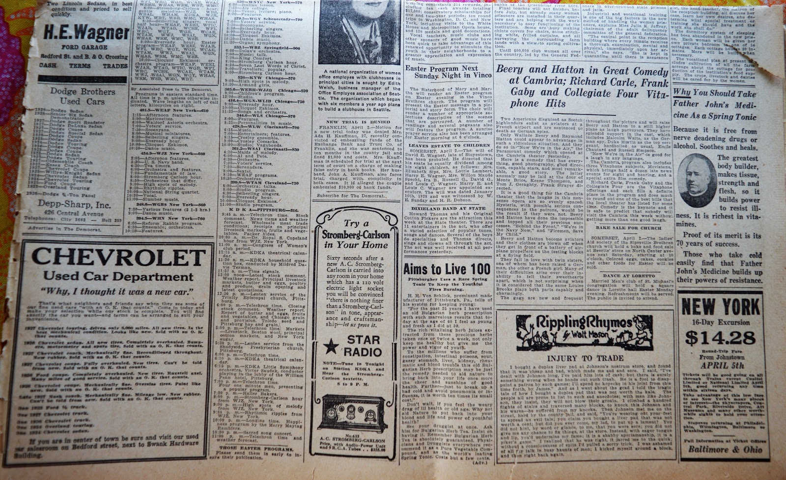 Old Johnstown Newspapers April 3, 1928 The Johnstown Democrat