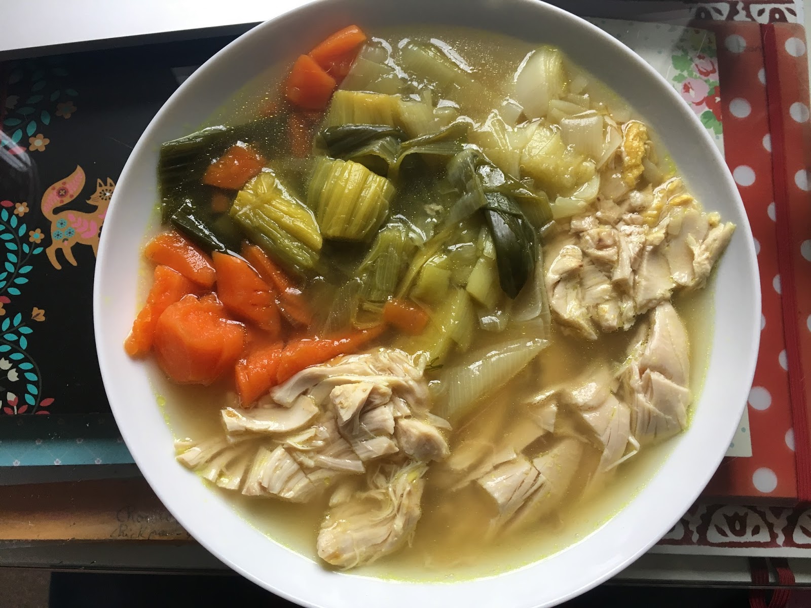 FEISTY TAPAS Instant Pot Chicken, Leek and Carrot soup