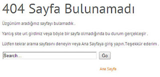 Özel Şablon 404 Açıklaması nasıl Türkçe Yapılır