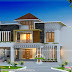 Mixed roof style ultra modern house in Kerala