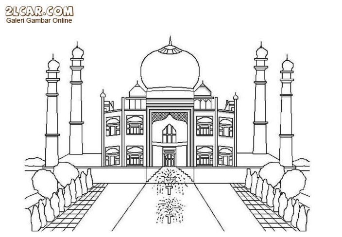 70 Sketsa Masjid Untuk Mewarnai Halaman Mewarnai Anak