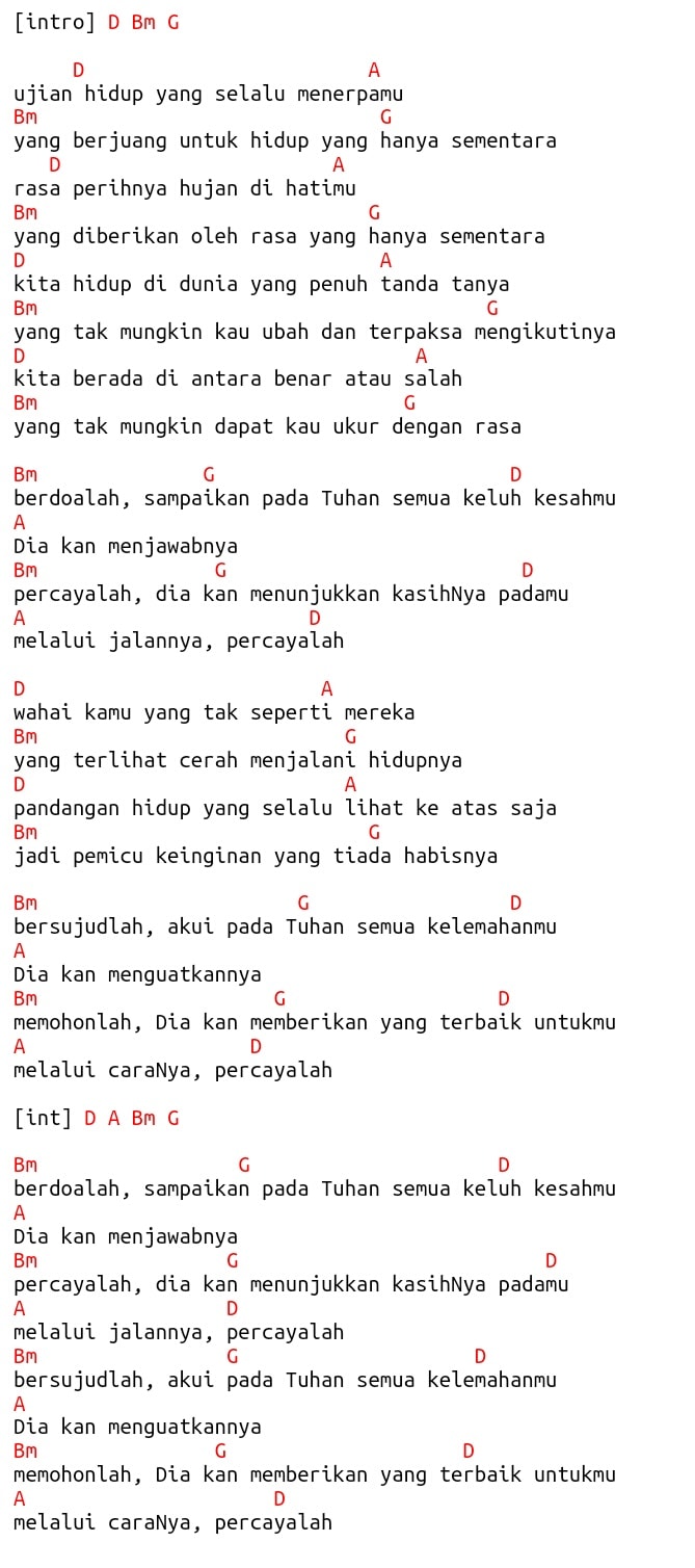 chord dan lirik lagu percayalah last child