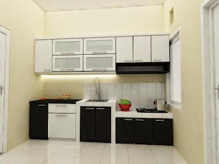 Interior Villa,  straight kitchen set, wardrobe 2 doors sliding, nakas/ nightstand
