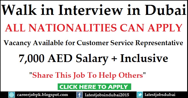 Walk in Interview for Customer Service in Dubai Walk in Interview jobs in Dubai