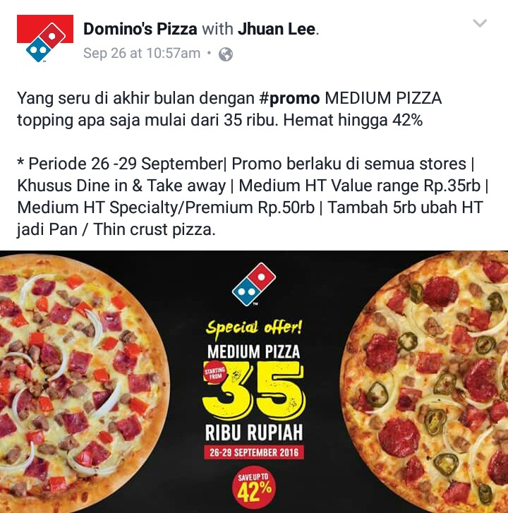 Promo Dominos Pizza Ukuran Medium Rp 35Ribu, Dibacaonline: Promo Dominos Pi...