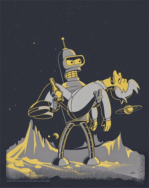 San Diego Comic-Con 2014 Exclusive “Bender the Robot” Futurama Screen Print by Dark Ink Art