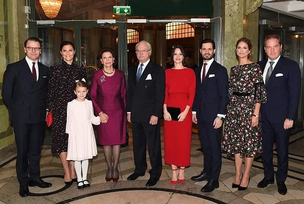 Princess Madeleine wore Erdem Aleena floral matelassé dress. Crown Princess Victoria, Princess Estelle, Prince Carl Philip, Princess Sofia