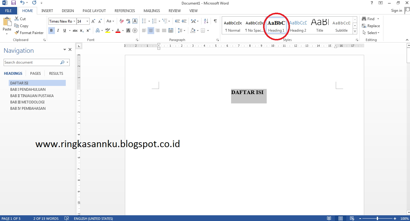 Cara Membuat Daftar Isi Otomatis Di Word 2013 Ringkasannku Cara Membuat Daftar Isi Otomatis Di Word 2013 Ringkasannku