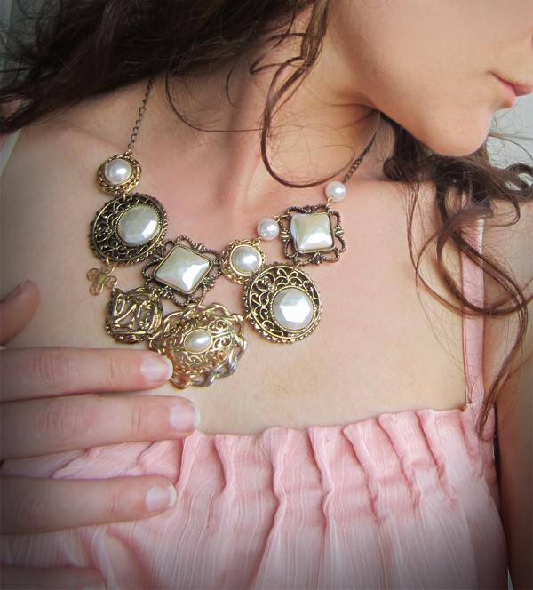 Shades Of Tangerine Heirloom Statement Necklace (DIY)