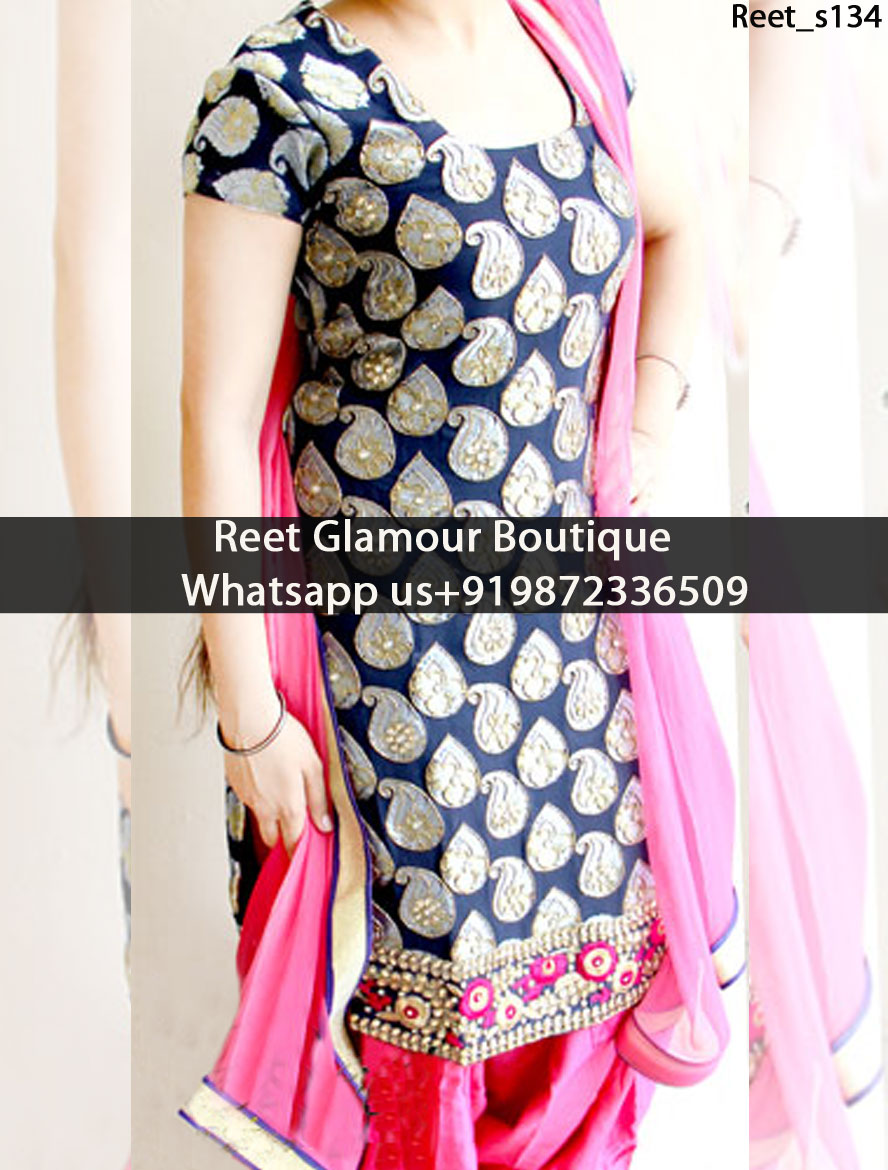 Reet glamour boutique Charming Navy Blue Embroidered Punjabi Suit