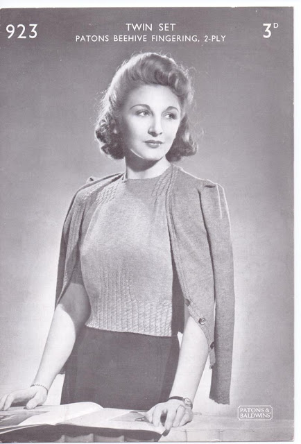 The Vintage Pattern Files: Free 1940s Knitting Pattern - Bestway Cable Twin Set The Vintage Pattern Files: Free 1940s Knitting Pattern - Bestway Cable Twin Set
