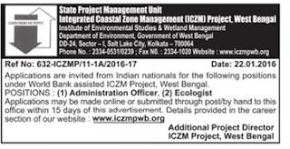 Applications invited for Administrative Officer and Ecologist Post in IESWM West Bengal