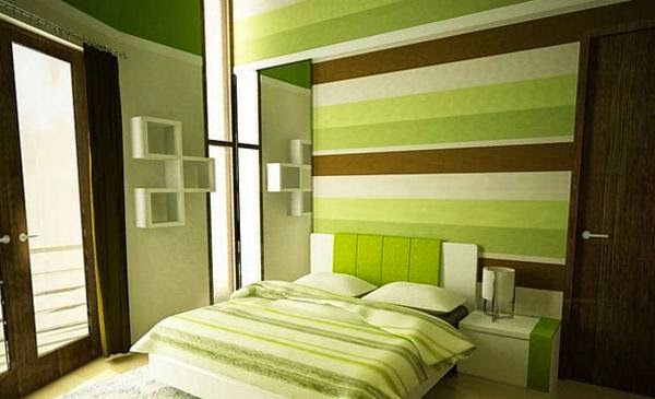 warna hijau kamar tidur minimalis