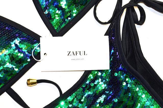 zaful Sequined Scrunch Butt String Bikini Set отзыв фото купальник с пайетками мода 2018 лето