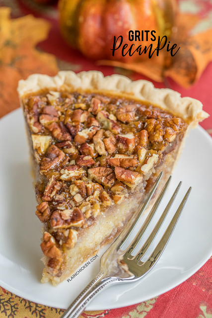 Grits Pecan Pie - CRAZY good!!!! Pecan pie with grits mixed into the filling. Sounds weird, but this is THE BEST pecan pie EVER!! Everyone raves about this pie! The grits give the filling a good texture - kind of like an oatmeal cookie. Give this a try for your next holiday meal! #pecanpie #pecanpierecipe #dessertrecipe #pierecipe #thanksgiving #gritsrecipe #thanksgivingrecipe #christmas #christmasrecipe #grits Grits Pecan Pie - CRAZY good!!!! Pecan pie with grits mixed into the filling. Sounds weird, but this is THE BEST pecan pie EVER!! Everyone raves about this pie! The grits give the filling a good texture - kind of like an oatmeal cookie. Give this a try for your next holiday meal! #pecanpie #pecanpierecipe #dessertrecipe #pierecipe #thanksgiving #gritsrecipe #thanksgivingrecipe #christmas #christmasrecipe #grits