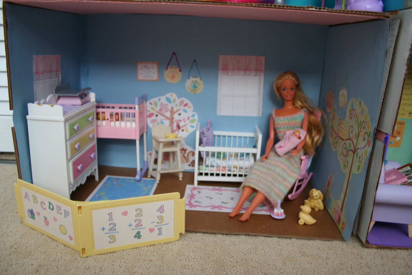 Pink and Green Mama * DIY Barbie Cardboard Box House