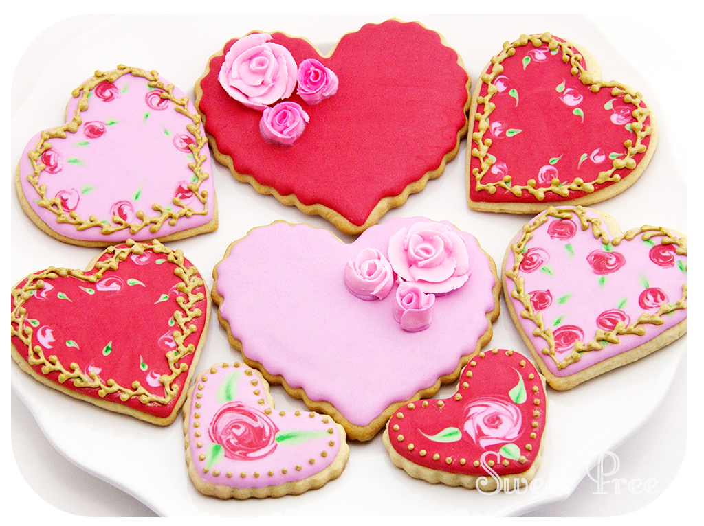 kishmish kitchen Decorated Sugar Cookies Valentine's Day Hearts