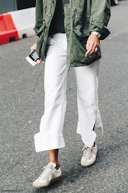 London Fashion Week Spring-Summer 2016 - Parka + White Trousers + Sneakers