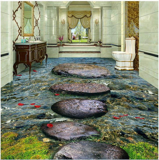 big rocks PVC waterproof 3d mural for bathroom floor big rocks PVC waterproof 3d mural for bathroom floor, waterproof pvc floor in 3d