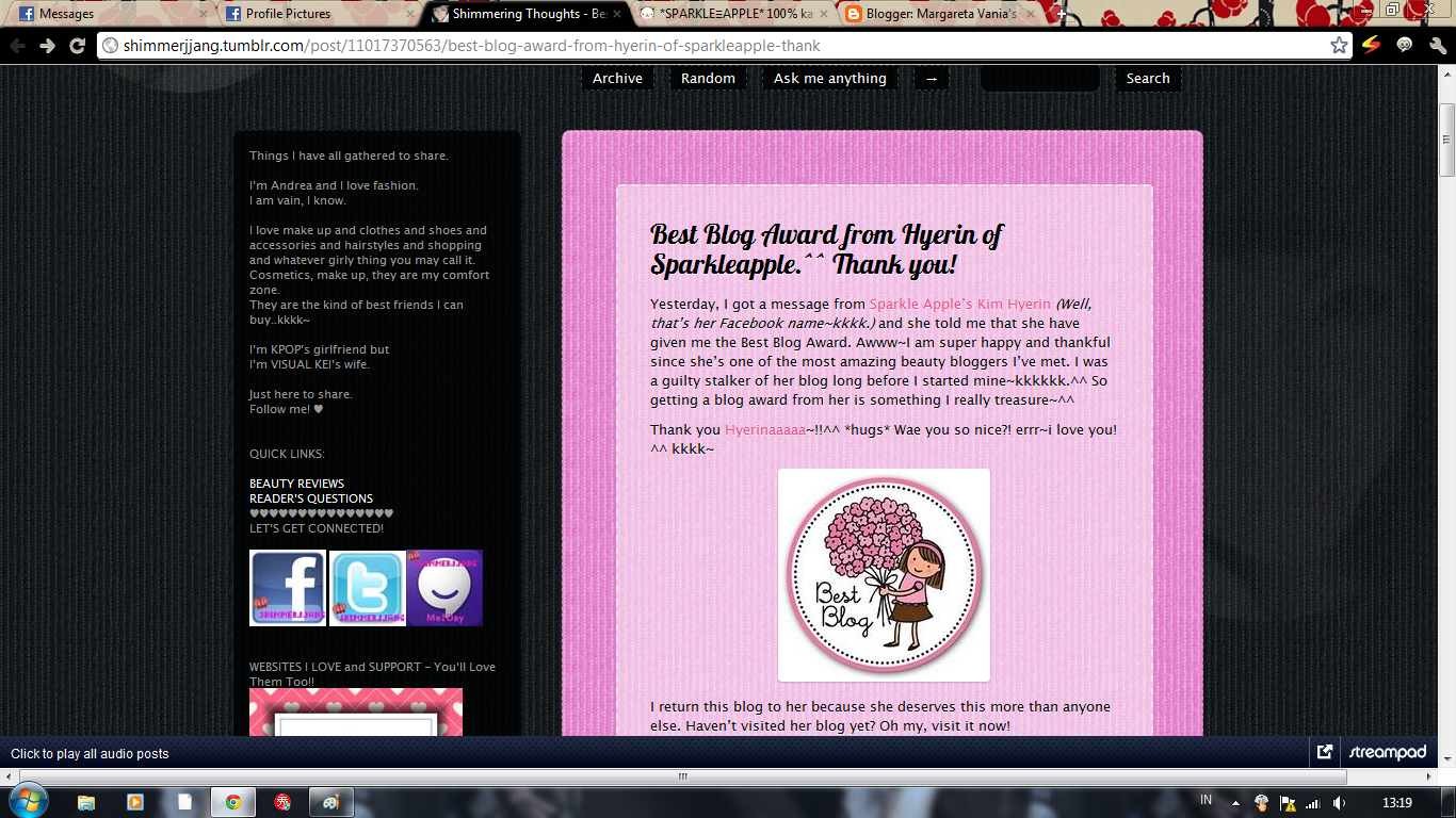 Margareta Vania: Best Blog Awards from Shimmerjjang