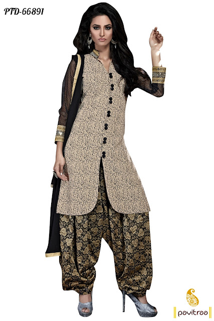 beige coplor bhagalpuri material punjabi patiala salwar suit online at low cost