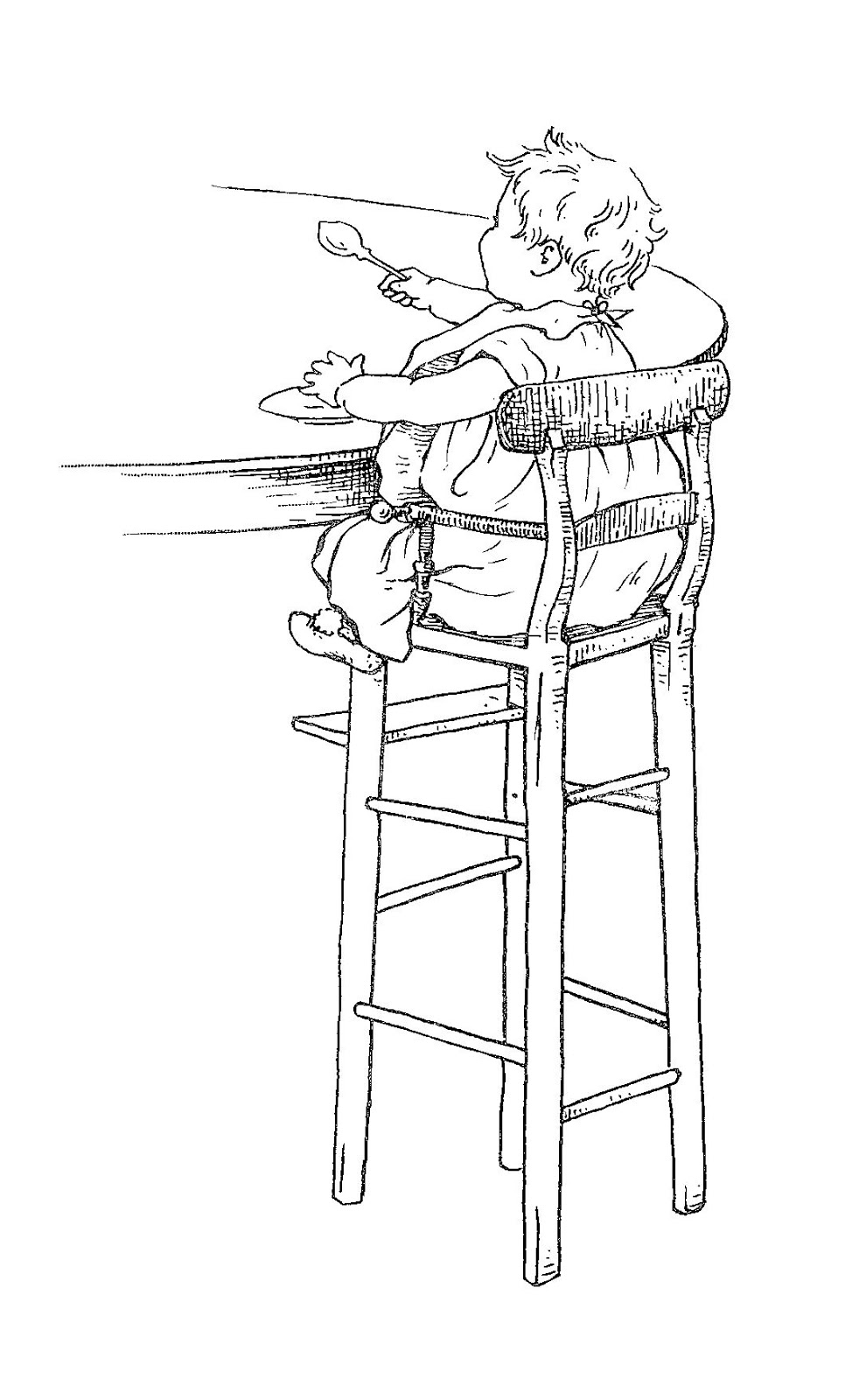 Digital Stamp Design: Free Vintage Baby Digital Clip Art High Chair baby highchair illustration download vintage - Digital Stamp Design: Free Vintage Baby Digital Clip Art High Chair