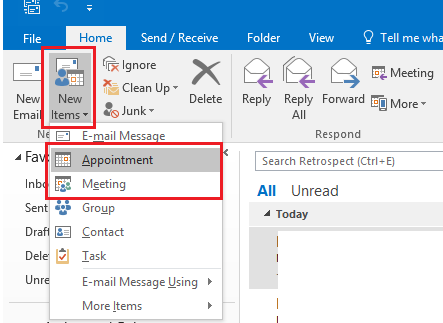 outlook meeting appointment setting sphere techies need open items