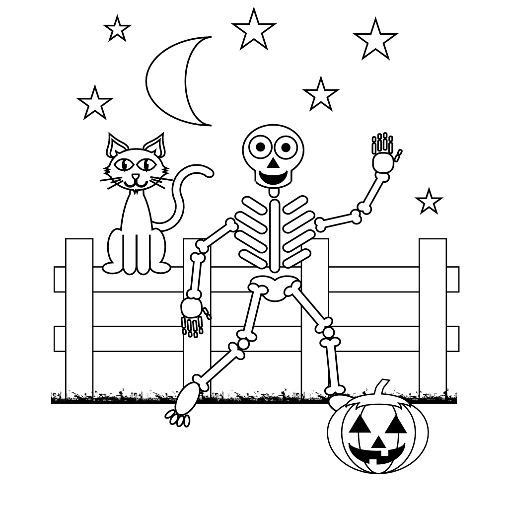10 Scary Skeleton Coloring Pages For Kids In Halloween