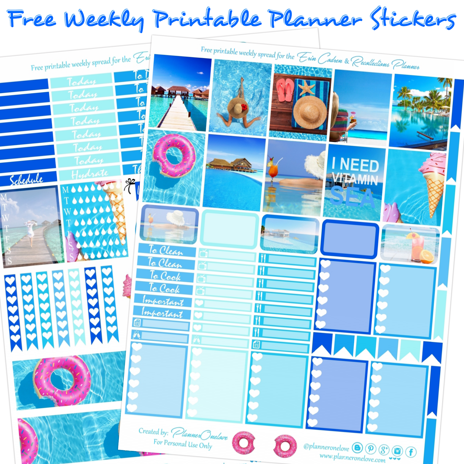Free Beachy/ Summer Printable Planner Stickers For The EC ...