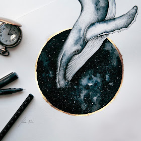 05-Whale-in-Space-Surreal-Animals-Mostly-Ink-Drawings-www-designstack-co