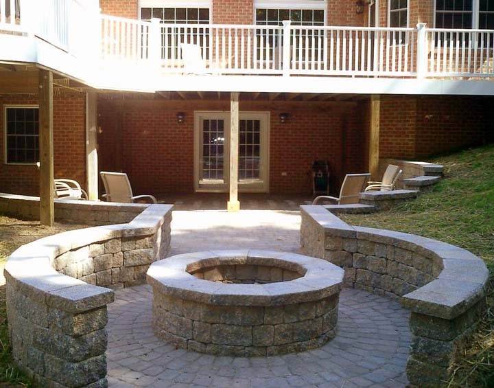 Stone Patio Designs with Fireplace